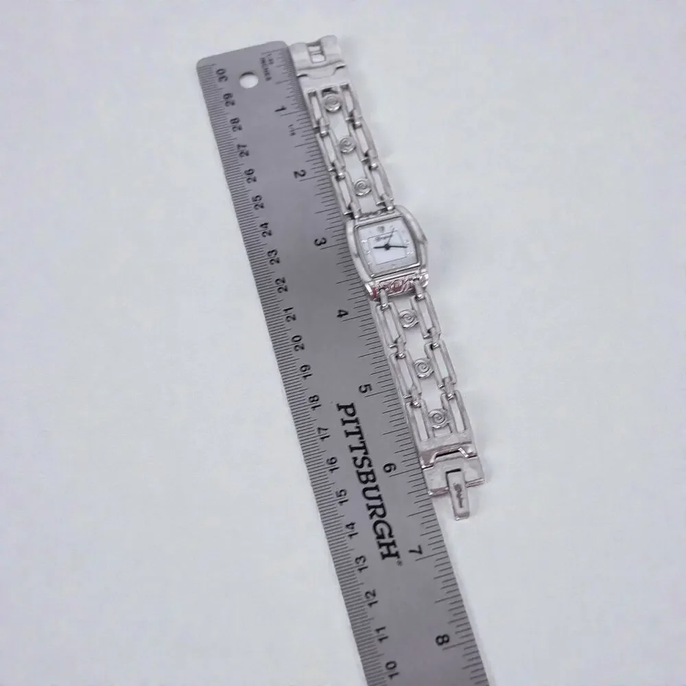 Brighton Malibu Square Links Swirl Watch Silver Plated Fold Over Clasp Retired